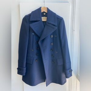 Burberry Blue Peacoat Classic Double-Breasted Design